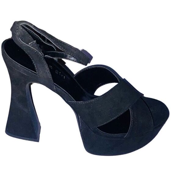 MADDEN GIRL Loolaa Platform Sandals Womens Size 8.5 Black Fabric Dress Heels NEW - Picture 7 of 7